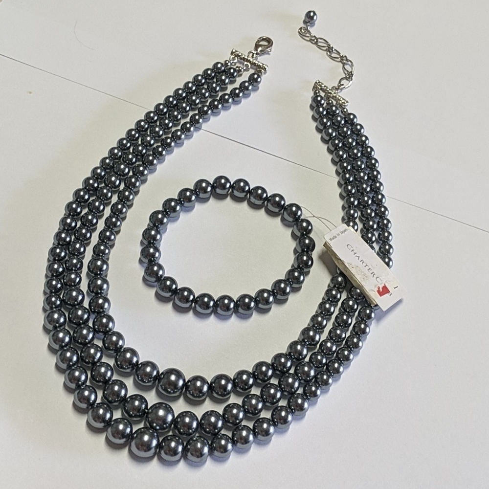 Charter Club 3 strand metallic 'pearl' Necklace